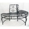 Half-Circle Outdoor Black Powder Coated Aluminum Tree Bench
