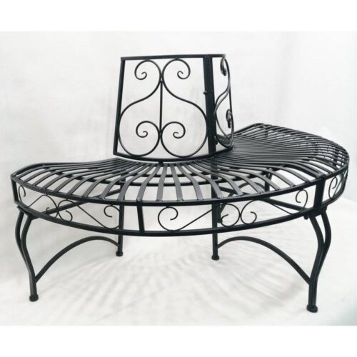 Half-Circle Outdoor Black Powder Coated Aluminum Tree Bench Half-Circle Outdoor Black Powder Coated Aluminum Tree Bench