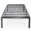 Twin size Black Metal Platform Bed Frame with Headboard Attachment Slots