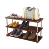 Dark Cherry 3-Shelf Modern Shoe Rack – Holds up to 12 Pair of Shoes