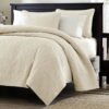 Twin / Twin XL size Quilted Coverlet Set with One Pillow Sham in Ivory