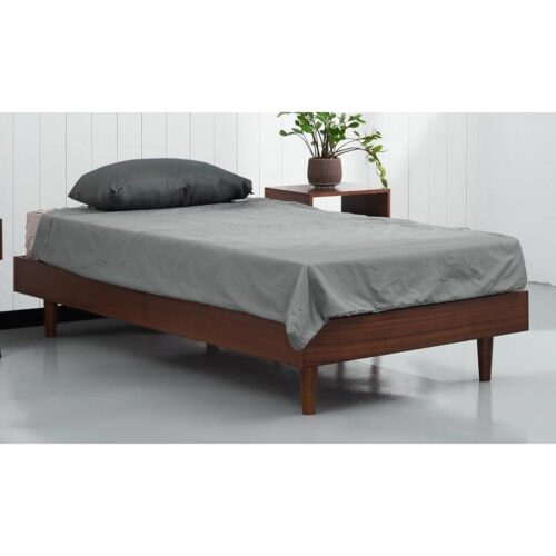 Twin size Mid-Century Modern Platform Bed Frame in Dark Brown Wood Finish Twin size Mid-Century Modern Platform Bed Frame in Dark Brown Wood Finish