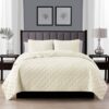 Twin/Twin XL 2-Piece Ivory Microfiber Reversible Diamond Quilt Set