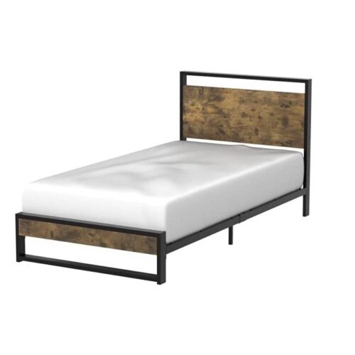 Twin Modern Farmhouse Platform Bed Frame with Wood Panel Headboard Footboard Twin Modern Farmhouse Platform Bed Frame with Wood Panel Headboard Footboard