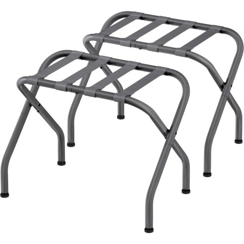 Set of 2 – Sturdy Grey Metal Folding Luggage Rack