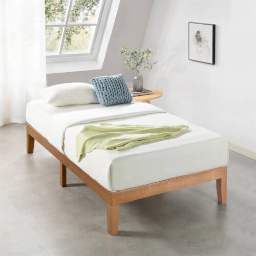 Twin size Solid Wood Platform Bed Frame in Natural Wooden Finish Twin size Solid Wood Platform Bed Frame in Natural Wooden Finish