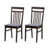 Set of 2 – Classic Sturdy Wood Dining Chair with Grey Upholstered Seat Cushion
