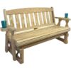 4ft Heavy Duty Unfinished Wood Porch Glider Bench with Cupholders – Made in USA