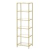 Narrow Glass Shelf Bookcase Bedroom Living Office Bath Storage Unit in Gold