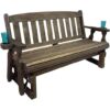 4ft Heavy Duty Porch Glider Bench with Cupholders in Dark Walnut – Made in USA
