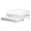 Twin size Modern Industrial White Metal Daybed with Trundle Bed Frame
