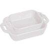 2 Piece Ceramic Stoneware Bakeware Casserole Dish Set in White