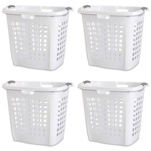 Set of 4 Heavy Duty Plastic Laundry Hamper Dirty Clothes Basket