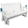 4ft Heavy Duty Amish Porch Glider Bench in White with Cupholders – Made in USA