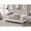 Twin size Traditional White Rounded Iron Daybed with Roll Out Trundle Bed Frame
