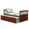 Twin Captains Bed with Pull Out Trundle and 3 Storage Drawers in Walnut Finish