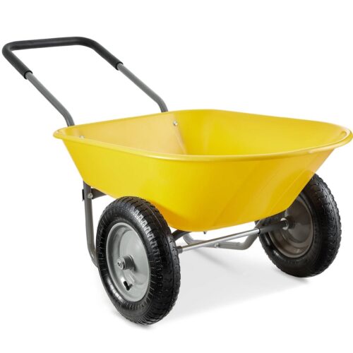 Heavy Duty 2-Wheel Multipurpose Rust Proof Wheelbarrow – Yellow